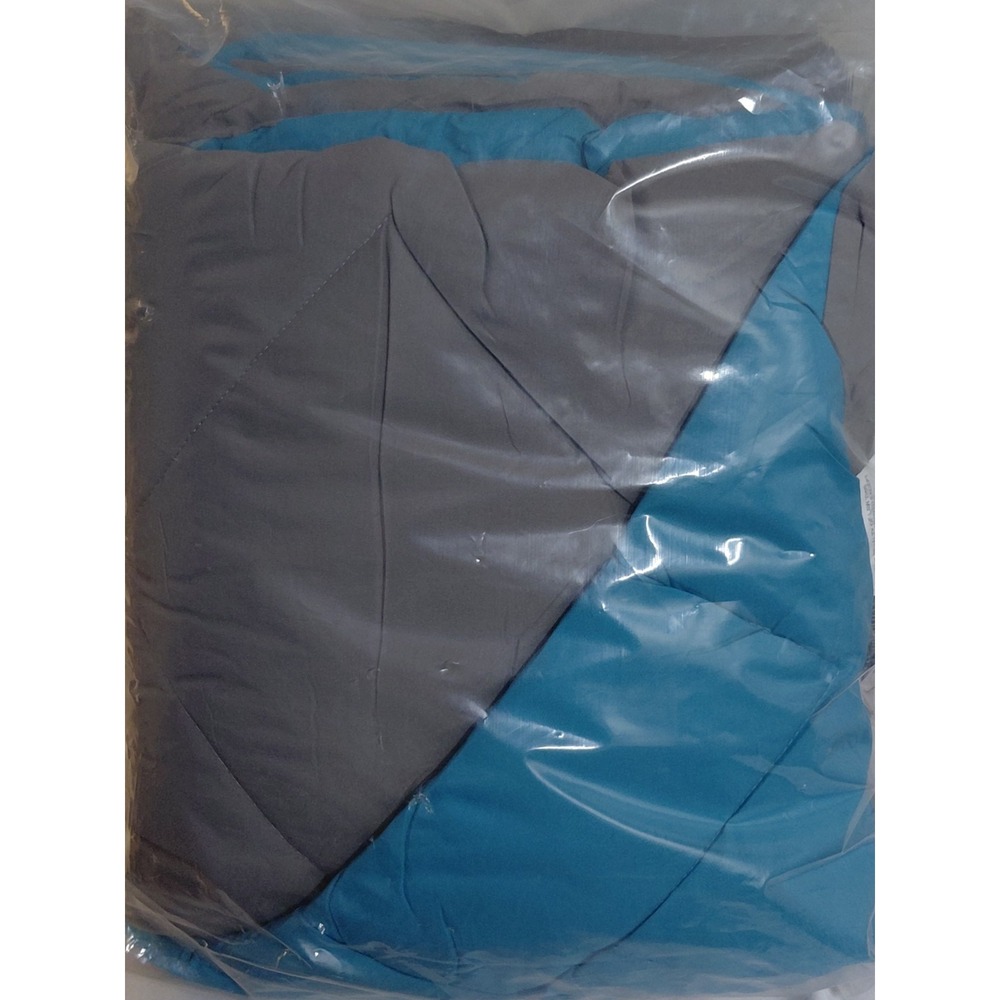 Downluxe Twin Reversible Comforter Gray Blue 66x92 All Season New Lightweight